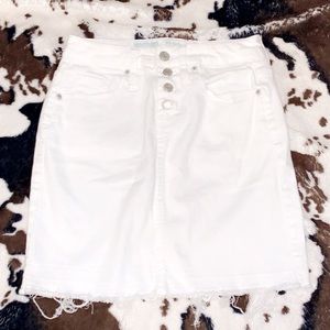 High waisted white jean skirt